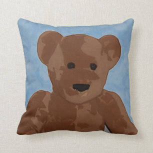Toy Teddy Bear in Blue Throw Pillow