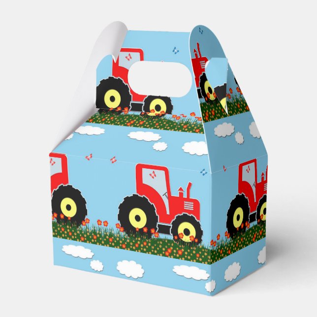 Toy tractor pattern favor box (Front Side)