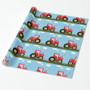 Tractor Red Wrapping Paper, Gift Wrap & More | Zazzle CA