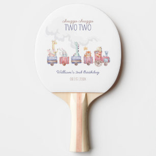 Toy Train All Aboard Birthday invite, Zoo Animals Ping Pong Paddle
