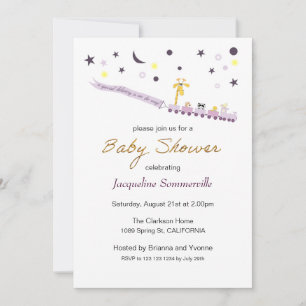 Toy Train Animal Passengers Baby Shower Invitation