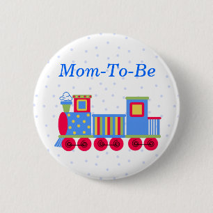 Toy Train Baby Shower Mommy Pin Button