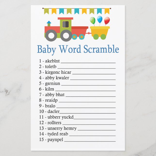 Toy train Baby word scramble game (Front)