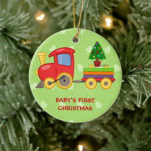 Toy Train, Baby's First Christmas Ceramic Ornament