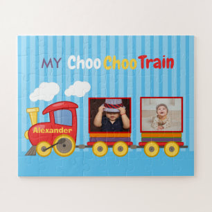 Toy train birthday boys personalized photo  jigsaw puzzle