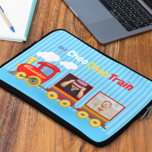 Toy train birthday boys personalized photo laptop sleeve
