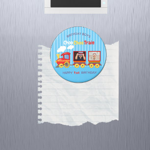 Toy train birthday boys personalized photo magnet