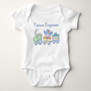 Toy Train Bluebird for Future Engineer Baby Bodysuit