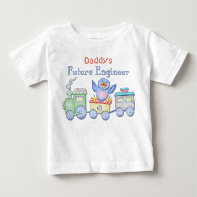 Toy Train Bluebird Future Engineer Baby - Daddy's T-Shirt (Front)