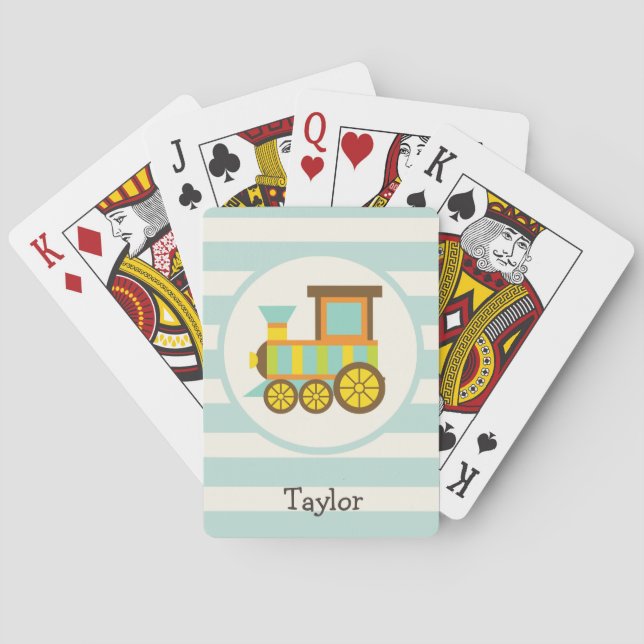 Toy Train; Brown, Orange, Yellow, Teal, Blue Playing Cards (Back)