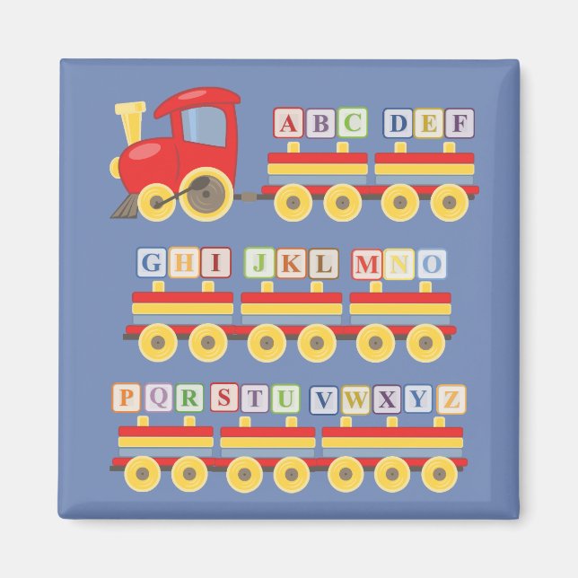 Toy Train Carrying Alphabet Blocks Kids Magnet (Front)