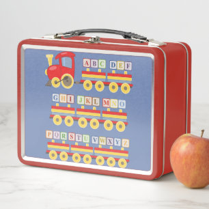 Toy Train Carrying Alphabet Blocks Metal Lunch Box