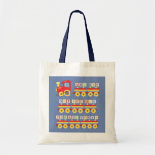 Toy Train Carrying Alphabet Blocks Tote Bag