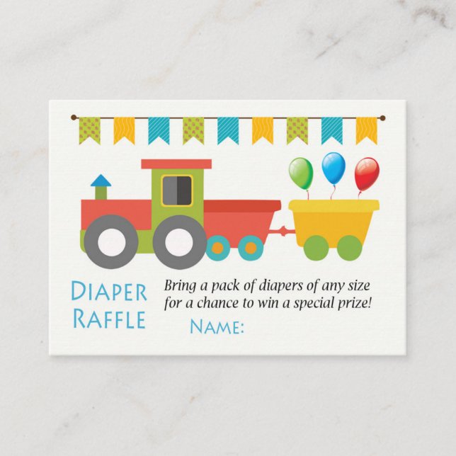 Toy train Diaper Raffle Tickets (Front)