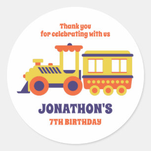 Toy Train for Kids Boys Birthday Party Favour Classic Round Sticker