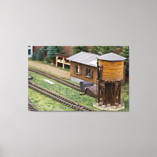 Toy Train Platform Water Tower Canvas Print