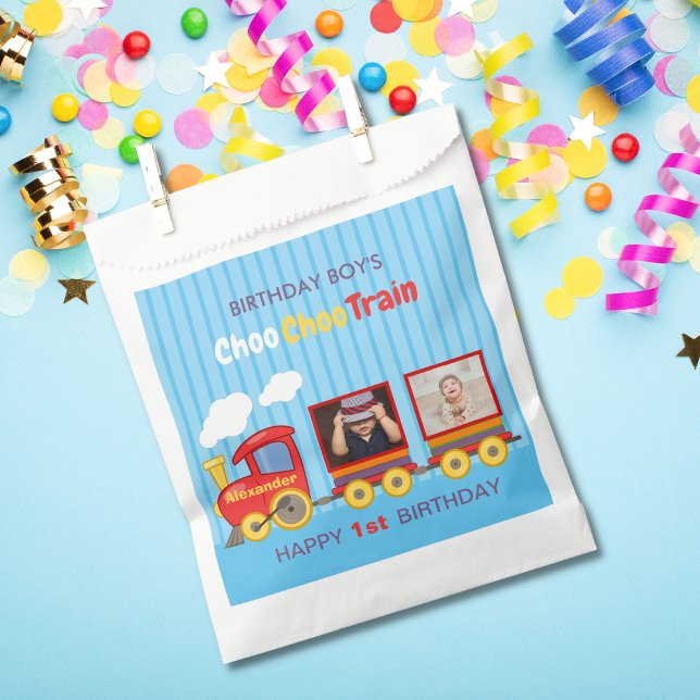 Toy Train Toddler Boy Birthday Blue Favour Bag (Creator Uploaded)