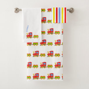Toy Trains Personalized Bath Towel Set