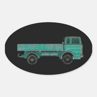 Toy truck photo vintage flatbed for movers haulers oval sticker