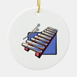 Toy xylophone with mallets, blue graphic ceramic ornament