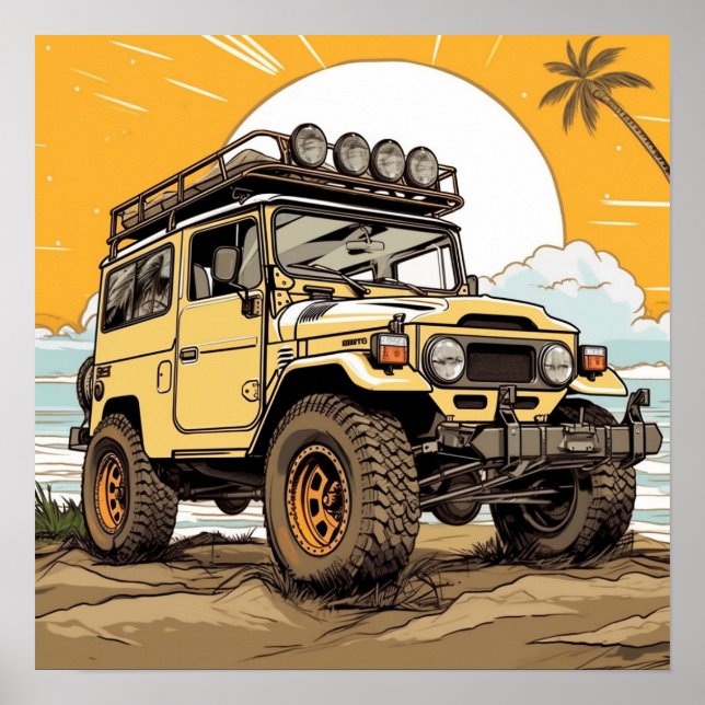Toyota FJ40 Land Cruiser Square Poster (Front)