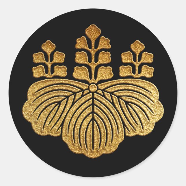 Toyotomi Kamon Goshichi Kiri in Gold Classic Round Sticker (Front)