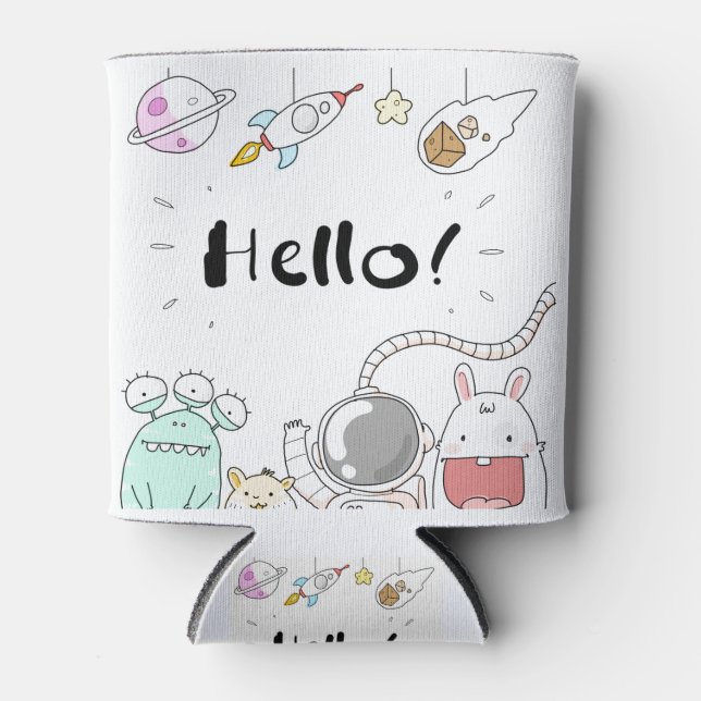 Toys Astronaut Rocket Planet Galaxy Alien Monster. Can Cooler (Front)