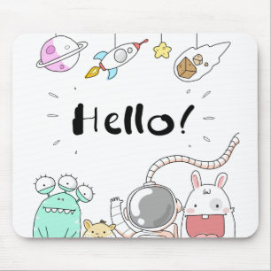 Toys Astronaut Rocket Planet Galaxy Alien Monster. Mouse Pad