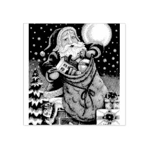 TOYS ON THE ROOF TOP, SANTA RUBBER STAMP, Full Stamp