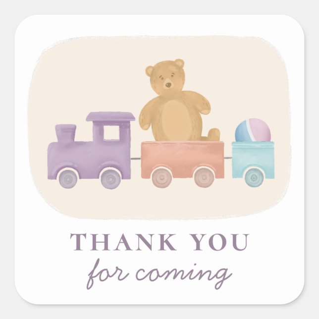 Toys train. Baby shower thank you for coming Square Sticker (Front)