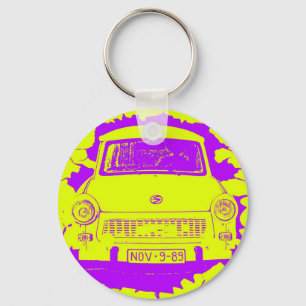 Trabant Car and Yellow/Purple Berlin Wall Keychain