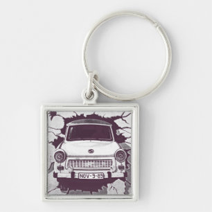 Trabant Car , Black & White, Berlin Wall (1) Keychain