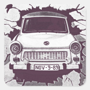 Trabant Car , Black & White, Berlin Wall (1) Square Sticker