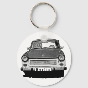 Trabant Car Front, Black and White, Berlin Keychain