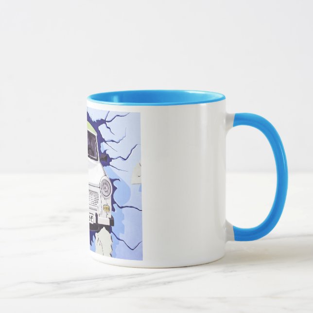 Trabant Car , Pale Blue, Berlin Wall Mug (Right)