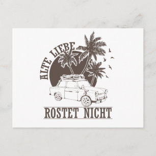 Trabi DDR Pappe "Alte Liebe rostet nicht" Postcard
