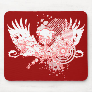 traced tree. red & white. mouse pad