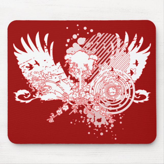 traced tree. red & white. mouse pad (Front)