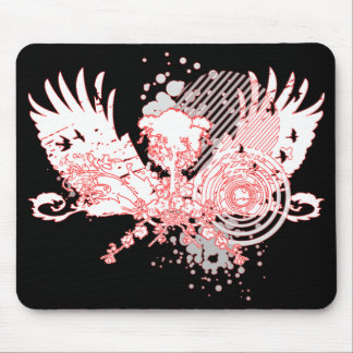 traced tree. red & white. mouse pad