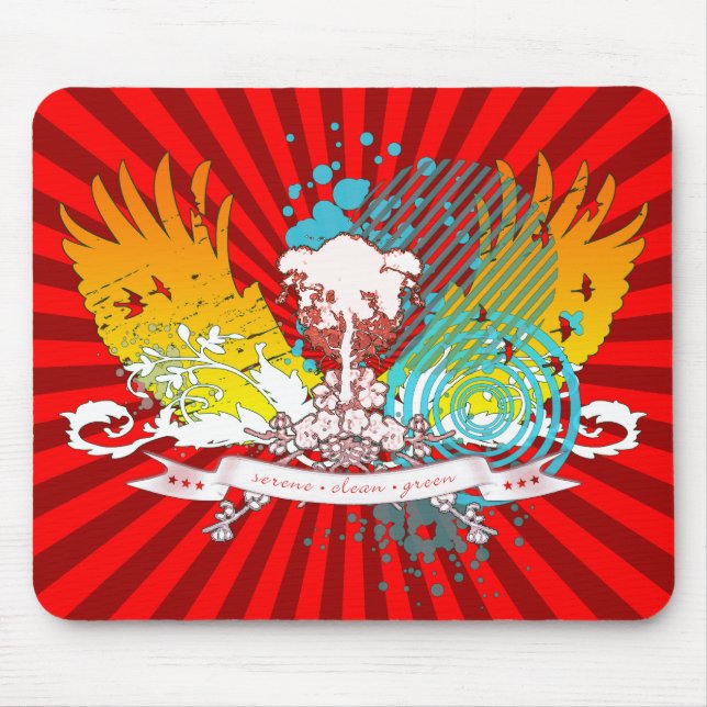 traced tree. serene - clean - green. - Customized Mouse Pad (Front)