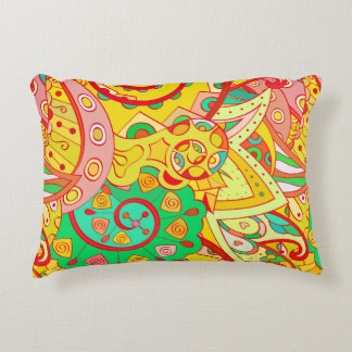 Tracery seamless pattern. Mehndi design. Ethnic co Accent Pillow
