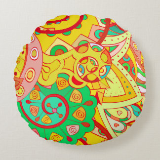 Tracery seamless pattern. Mehndi design. Ethnic co Round Pillow