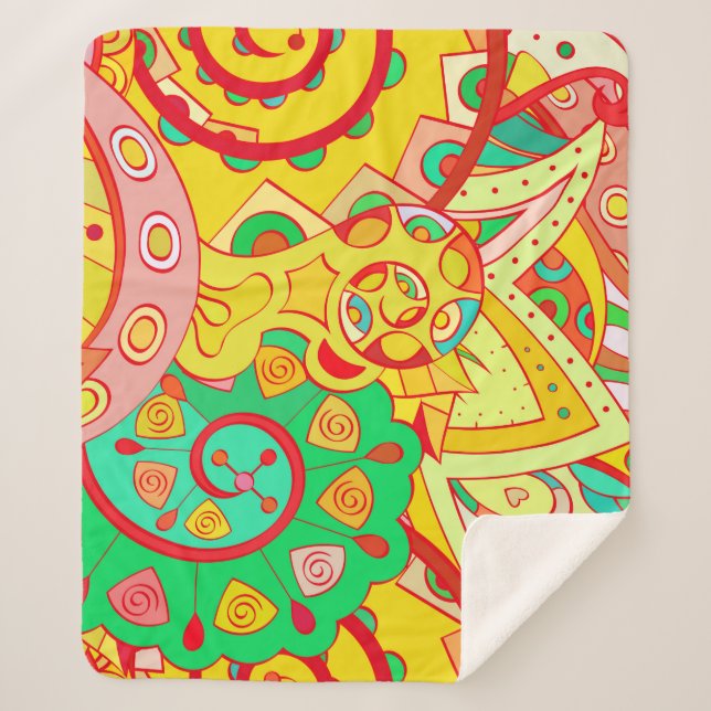 Tracery seamless pattern. Mehndi design. Ethnic co Sherpa Blanket (Front)