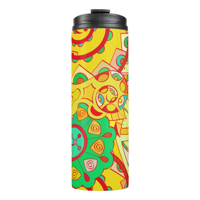 Tracery seamless pattern. Mehndi design. Ethnic co Thermal Tumbler (Front)