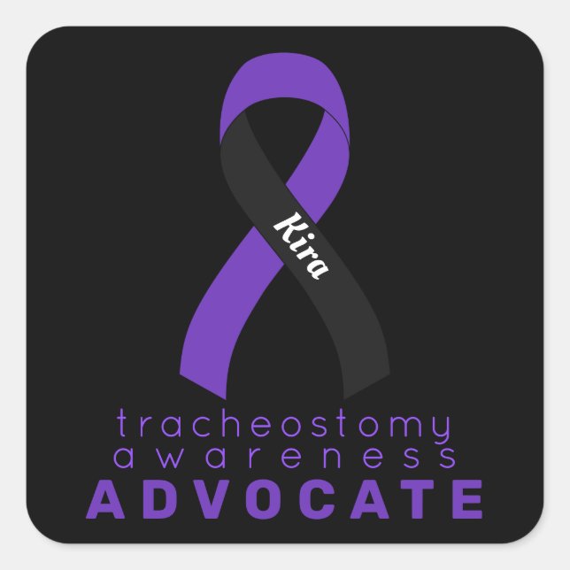 Tracheostomy Advocate Black Square Sticker (Front)