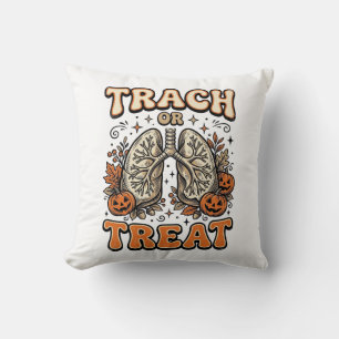Tracheostomy Halloween Nurse Trick Or Treat Design Throw Pillow
