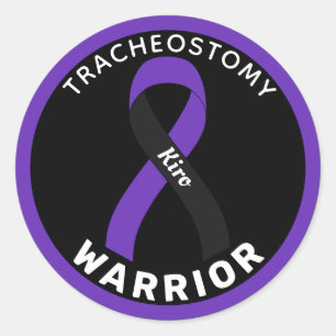 Tracheostomy Warrior Ribbon Black Round Sticker