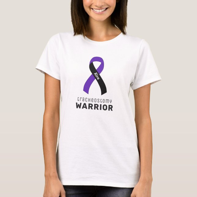 Tracheostomy Warrior Ribbon White T-Shirt (Front)