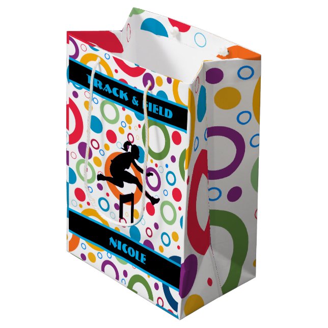 Track and Field Abstract Medium Gift Bag (Front Angled)