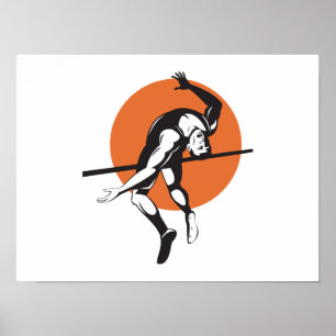 Track and Field Athlete Jumping High Jump Poster